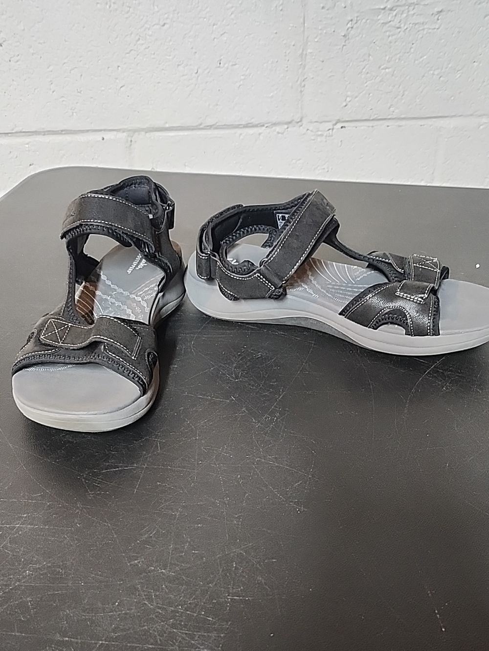 Clarks Black and Gray Adjustable Strap Women's Sandals